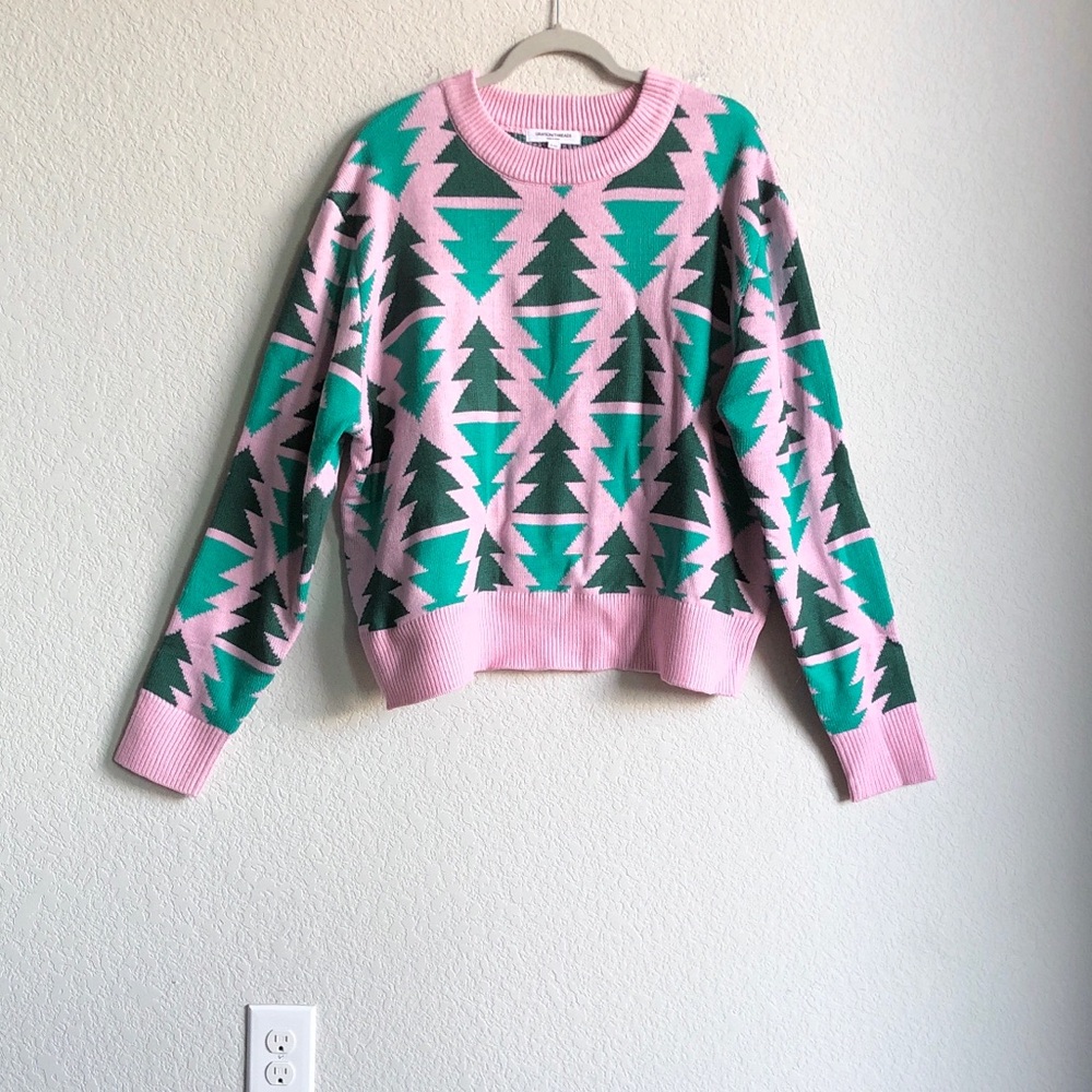 Grayson Threads Pink Tree Pattern Crewneck Graphic Sweater XXL